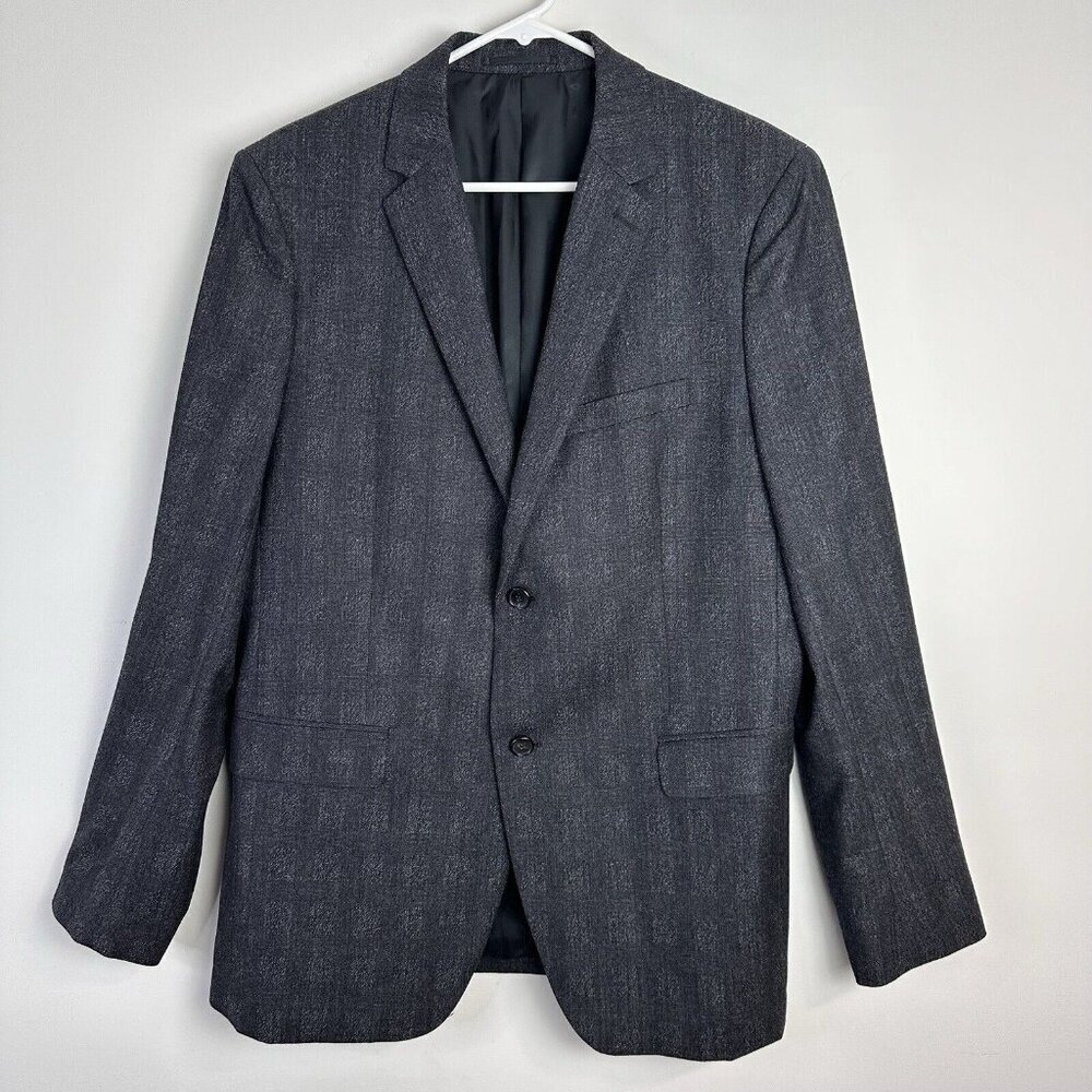 THEORY Wellar‎ Keatz Trim Fit Black Multi Plaid Sport Coat Blazer 42R 100% wool